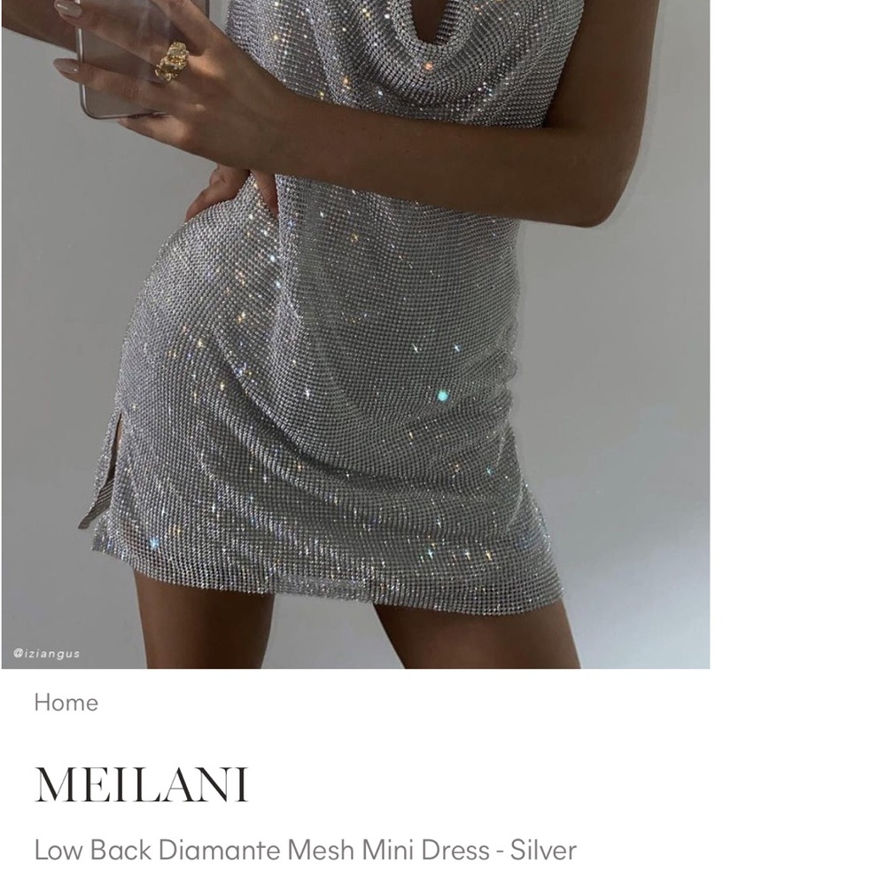 Meshki low back diamante dress silver